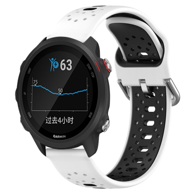 For Garmin Forerunner 245 Music 20mm Breathable Two-Color Silicone Watch Band(White+Black) - Watch Bands by PMC TechLife | Online Shopping South Africa | PMC TechLife
