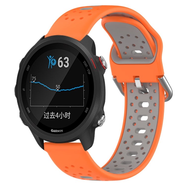 For Garmin Forerunner 245 Music 20mm Breathable Two-Color Silicone Watch Band(Orange+Grey) - Watch Bands by PMC TechLife | Online Shopping South Africa | PMC TechLife