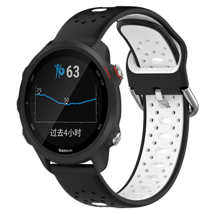 For Garmin Forerunner 245 Music 20mm Breathable Two-Color Silicone Watch Band(Black+White) - Watch Bands by PMC TechLife | Online Shopping South Africa | PMC TechLife
