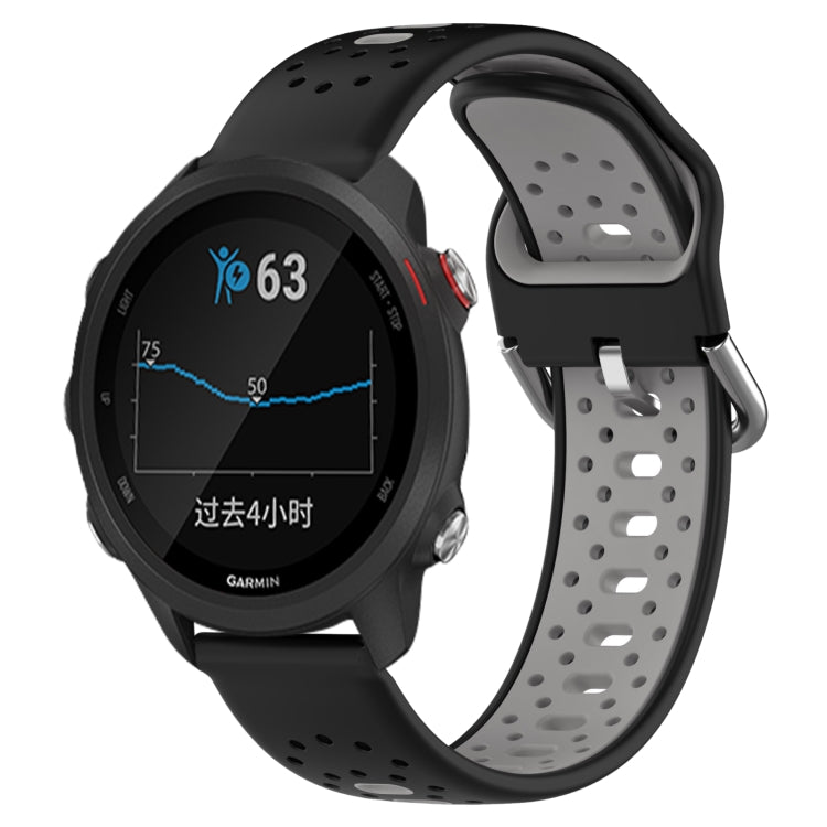 For Garmin Forerunner 245 Music 20mm Breathable Two-Color Silicone Watch Band(Black+Grey) - Watch Bands by PMC TechLife | Online Shopping South Africa | PMC TechLife
