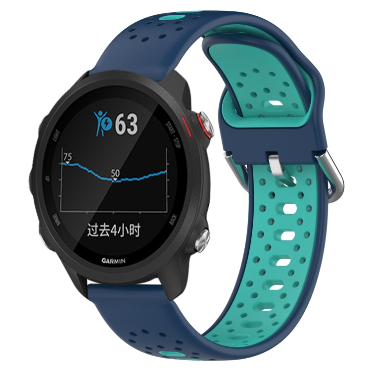 For Garmin Forerunner 245 Music 20mm Breathable Two-Color Silicone Watch Band(Blue+Teal) - Watch Bands by PMC TechLife | Online Shopping South Africa | PMC TechLife