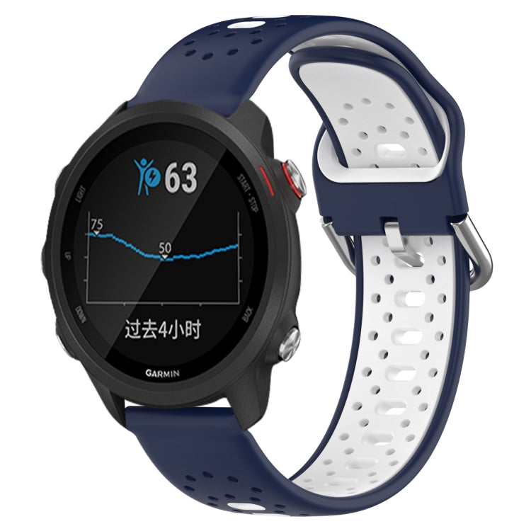 For Garmin Forerunner 245 Music 20mm Breathable Two-Color Silicone Watch Band(Midnight Blue+White) - Watch Bands by PMC TechLife | Online Shopping South Africa | PMC TechLife