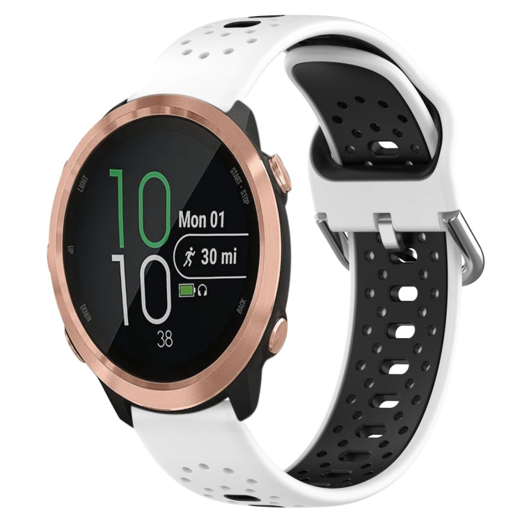 For Garmin Forerunner 645 20mm Breathable Two-Color Silicone Watch Band(White+Black) - Watch Bands by PMC TechLife | Online Shopping South Africa | PMC TechLife