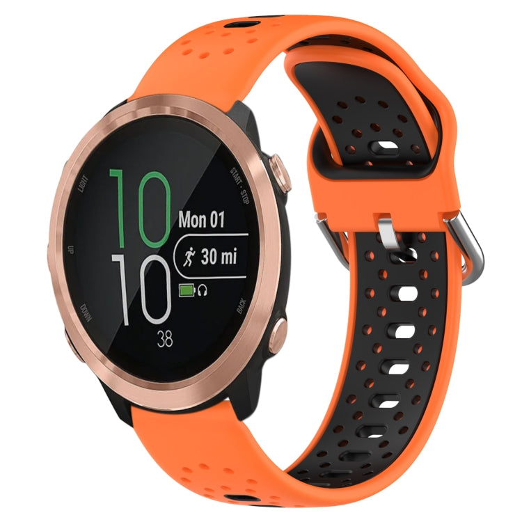 For Garmin Forerunner 645 20mm Breathable Two-Color Silicone Watch Band(Orange+Black) - Watch Bands by PMC TechLife | Online Shopping South Africa | PMC TechLife