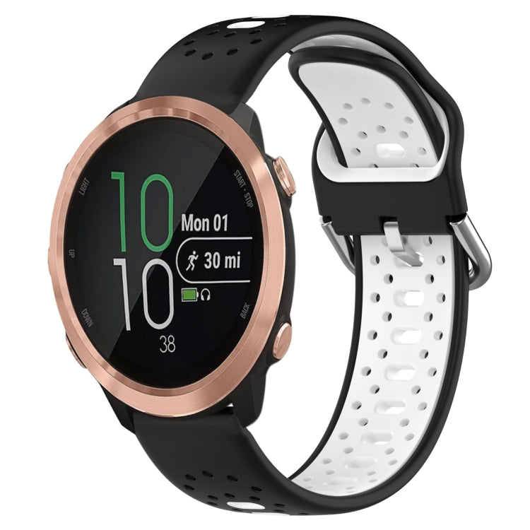 For Garmin Forerunner 645 20mm Breathable Two-Color Silicone Watch Band(Black+White) - Watch Bands by PMC TechLife | Online Shopping South Africa | PMC TechLife