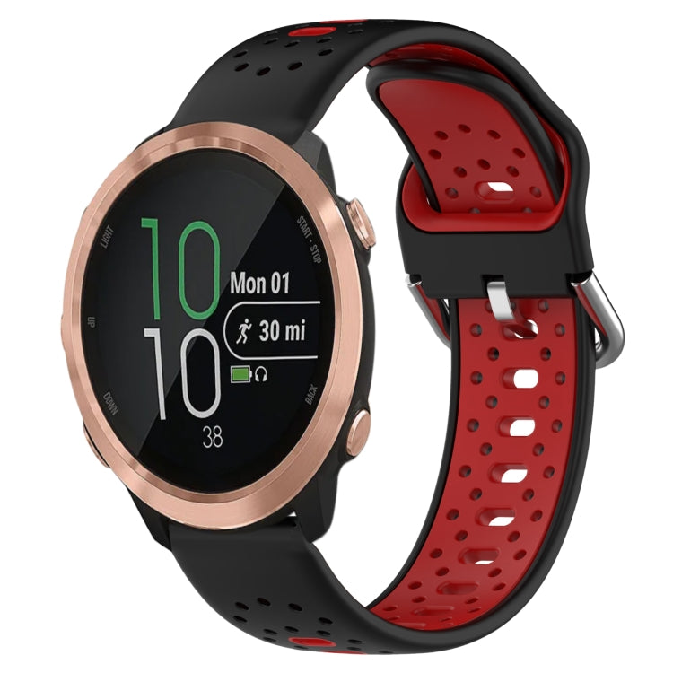 For Garmin Forerunner 645 20mm Breathable Two-Color Silicone Watch Band(Black+Red) - Watch Bands by PMC TechLife | Online Shopping South Africa | PMC TechLife