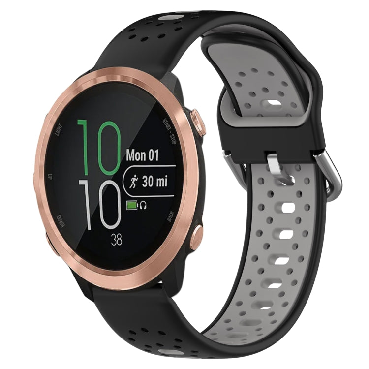 For Garmin Forerunner 645 20mm Breathable Two-Color Silicone Watch Band(Black+Grey) - Watch Bands by PMC TechLife | Online Shopping South Africa | PMC TechLife