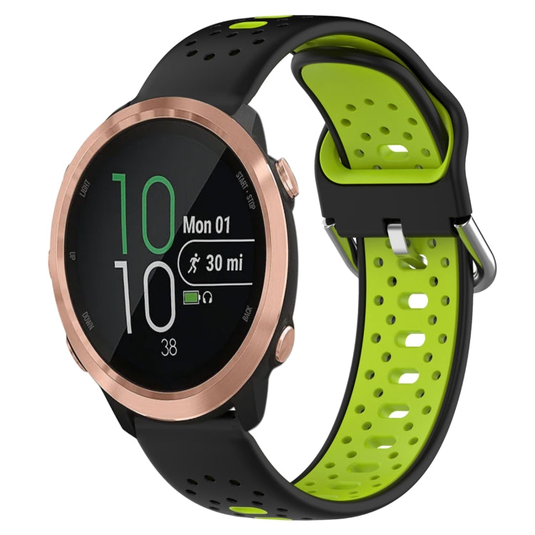For Garmin Forerunner 645 20mm Breathable Two-Color Silicone Watch Band(Black+Lime Green) - Watch Bands by PMC TechLife | Online Shopping South Africa | PMC TechLife