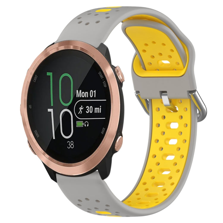 For Garmin Forerunner 645 20mm Breathable Two-Color Silicone Watch Band(Grey+Yellow) - Watch Bands by PMC TechLife | Online Shopping South Africa | PMC TechLife