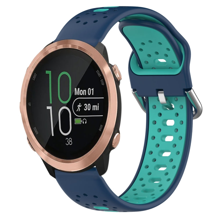 For Garmin Forerunner 645 20mm Breathable Two-Color Silicone Watch Band(Blue+Teal) - Watch Bands by PMC TechLife | Online Shopping South Africa | PMC TechLife