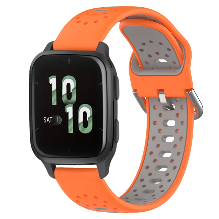 For Garmin Forerunner Sq2 20mm Breathable Two-Color Silicone Watch Band(Orange+Grey) - Watch Bands by PMC TechLife | Online Shopping South Africa | PMC TechLife