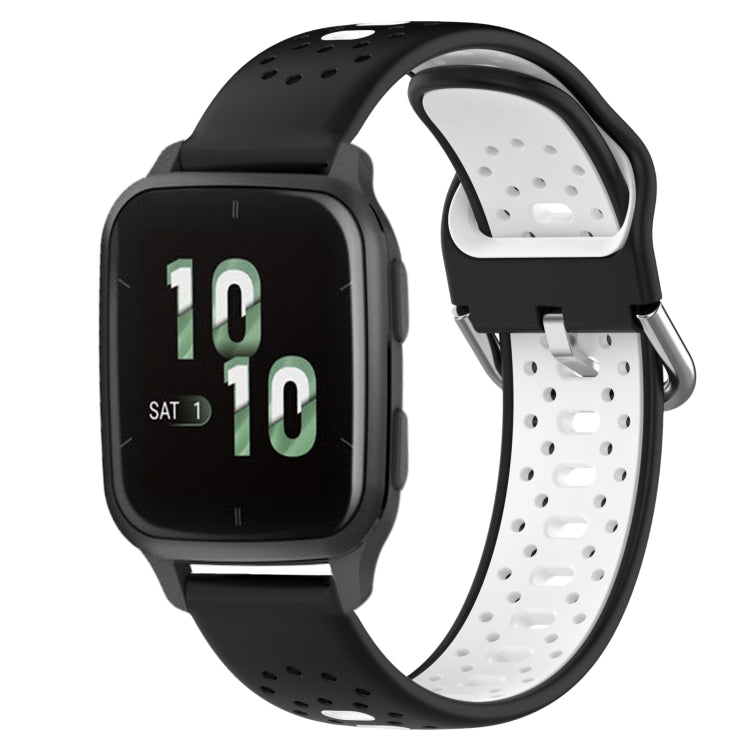 For Garmin Forerunner Sq2 20mm Breathable Two-Color Silicone Watch Band(Black+White) - Watch Bands by PMC TechLife | Online Shopping South Africa | PMC TechLife