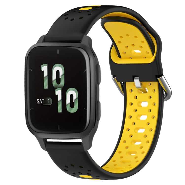 For Garmin Forerunner Sq2 20mm Breathable Two-Color Silicone Watch Band(Black+Yellow) - Watch Bands by PMC TechLife | Online Shopping South Africa | PMC TechLife