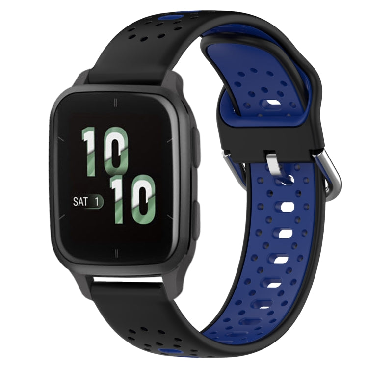 For Garmin Forerunner Sq2 20mm Breathable Two-Color Silicone Watch Band(Black+Blue) - Watch Bands by PMC TechLife | Online Shopping South Africa | PMC TechLife