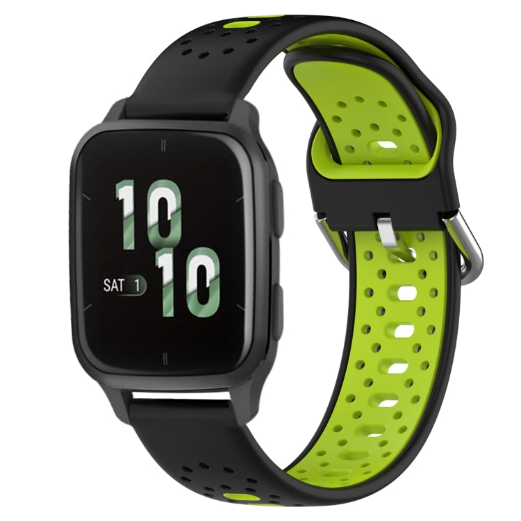 For Garmin Forerunner Sq2 20mm Breathable Two-Color Silicone Watch Band(Black+Lime Green) - Watch Bands by PMC TechLife | Online Shopping South Africa | PMC TechLife