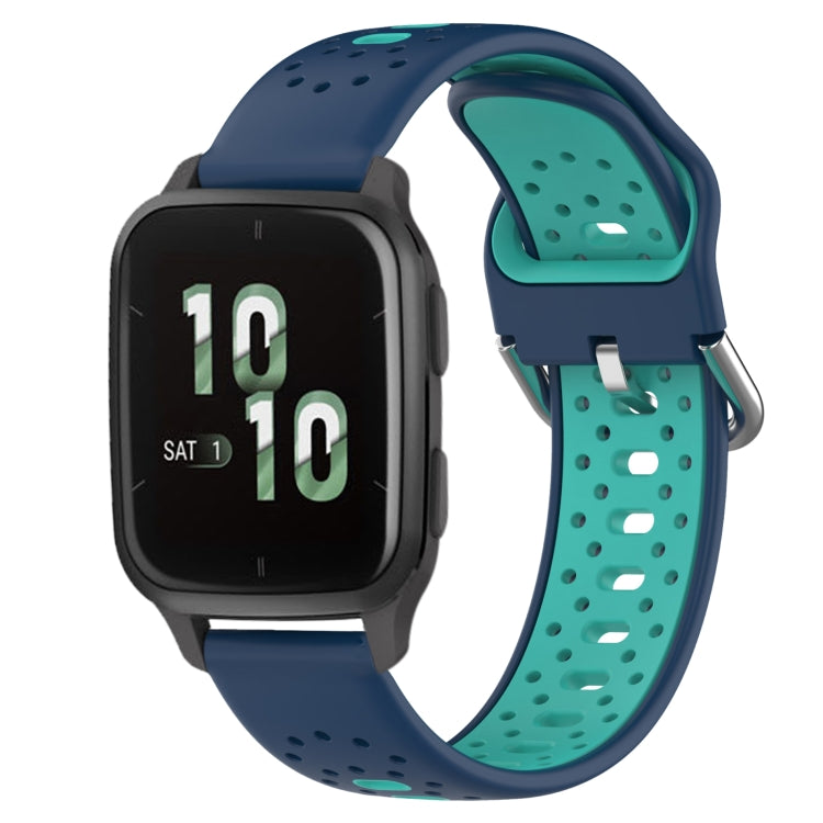For Garmin Forerunner Sq2 20mm Breathable Two-Color Silicone Watch Band(Blue+Teal) - Watch Bands by PMC TechLife | Online Shopping South Africa | PMC TechLife