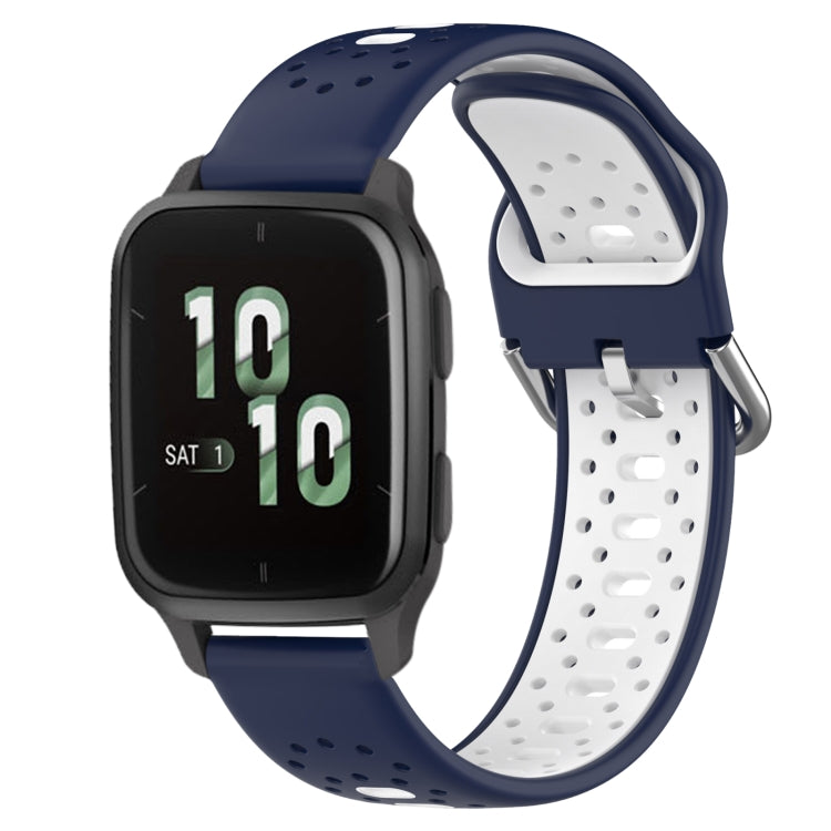 For Garmin Forerunner Sq2 20mm Breathable Two-Color Silicone Watch Band(Midnight Blue+White) - Watch Bands by PMC TechLife | Online Shopping South Africa | PMC TechLife