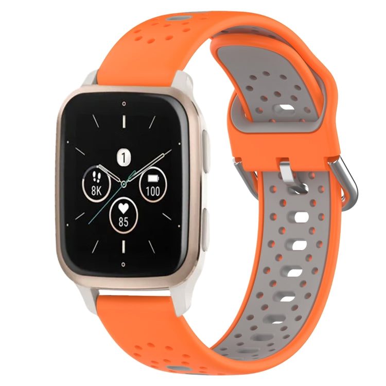 For Garmin Forerunner Sq2 Music 20mm Breathable Two-Color Silicone Watch Band(Orange+Grey) - Watch Bands by PMC TechLife | Online Shopping South Africa | PMC TechLife