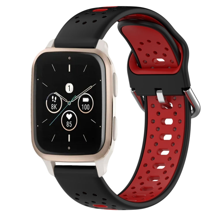 For Garmin Forerunner Sq2 Music 20mm Breathable Two-Color Silicone Watch Band(Black+Red) - Watch Bands by PMC TechLife | Online Shopping South Africa | PMC TechLife
