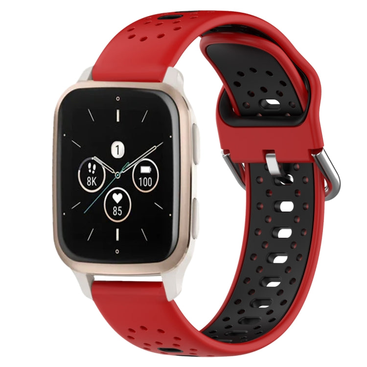 For Garmin Forerunner Sq2 Music 20mm Breathable Two-Color Silicone Watch Band(Red+Black) - Watch Bands by PMC TechLife | Online Shopping South Africa | PMC TechLife