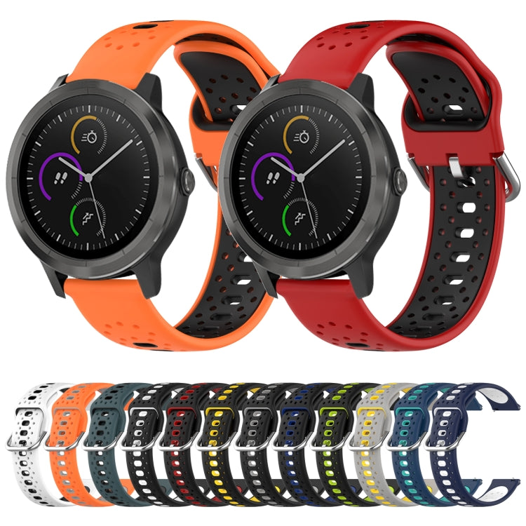 For Garmin Forerunner 645 20mm Breathable Two-Color Silicone Watch Band(Black+White) - Watch Bands by PMC TechLife | Online Shopping South Africa | PMC TechLife