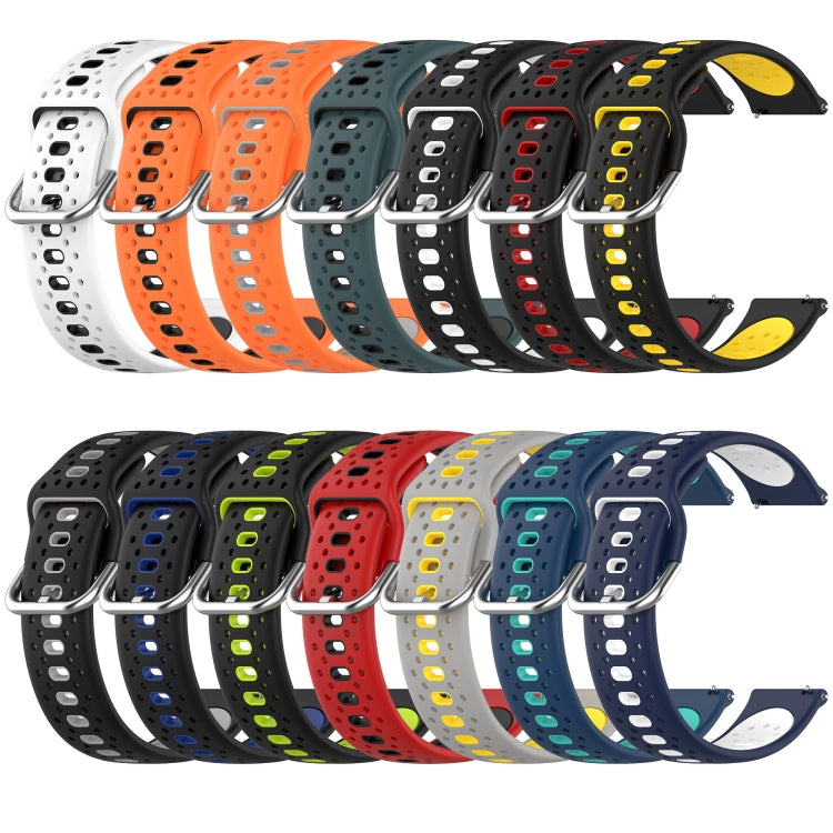 For Garmin Forerunner 55 20mm Breathable Two-Color Silicone Watch Band(Black+Grey) - Watch Bands by PMC TechLife | Online Shopping South Africa | PMC TechLife