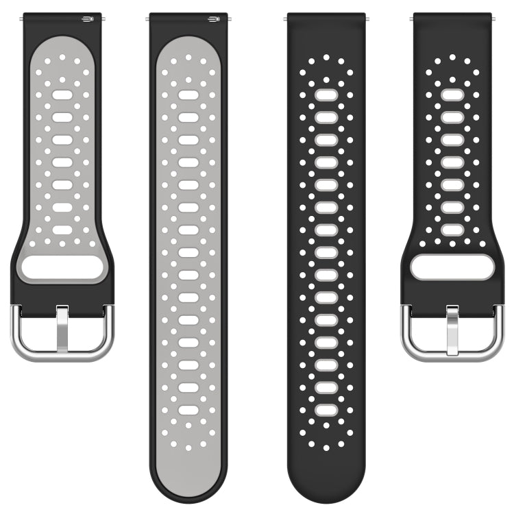 For Garmin VivoMove Style 20mm Breathable Two-Color Silicone Watch Band(Black+White) - Watch Bands by PMC Jewellery | Online Shopping South Africa | PMC Jewellery