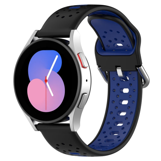 For Samsung Galaxy Watch 5 Pro 45mm 20mm Breathable Two-Color Silicone Watch Band(Black+Blue) - Watch Bands by PMC Jewellery | Online Shopping South Africa | PMC Jewellery