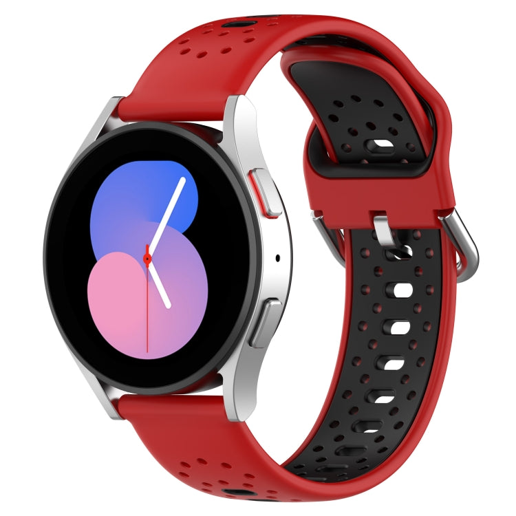 For Samsung Galaxy Watch 4 40mm 20mm Breathable Two-Color Silicone Watch Band(Red+Black) - Watch Bands by PMC Jewellery | Online Shopping South Africa | PMC Jewellery