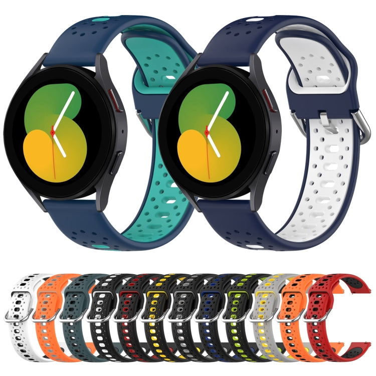 For Samsung Galaxy Watch Active 2 40mm 20mm Breathable Two-Color Silicone Watch Band(Black+Grey) - Watch Bands by PMC TechLife | Online Shopping South Africa | PMC TechLife