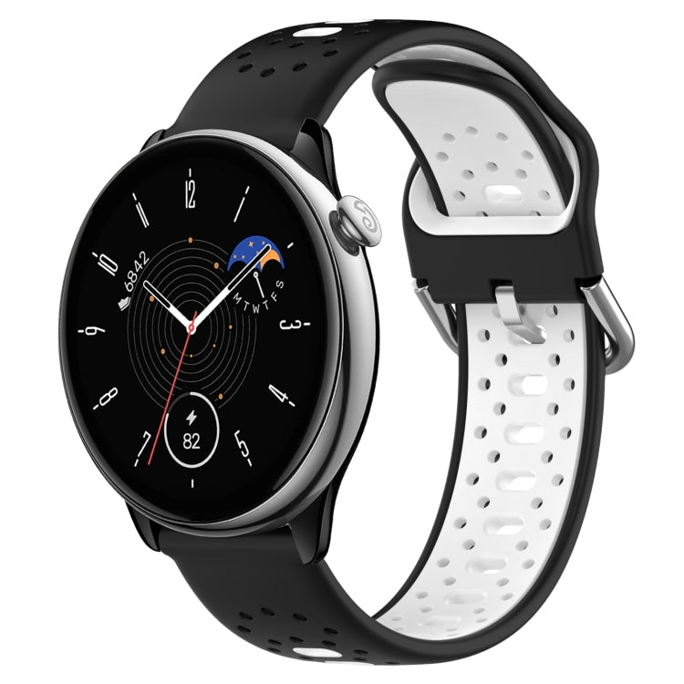 For Amazfit GTR Mini 20mm Breathable Two-Color Silicone Watch Band(Black+White) - Watch Bands by PMC TechLife | Online Shopping South Africa | PMC TechLife