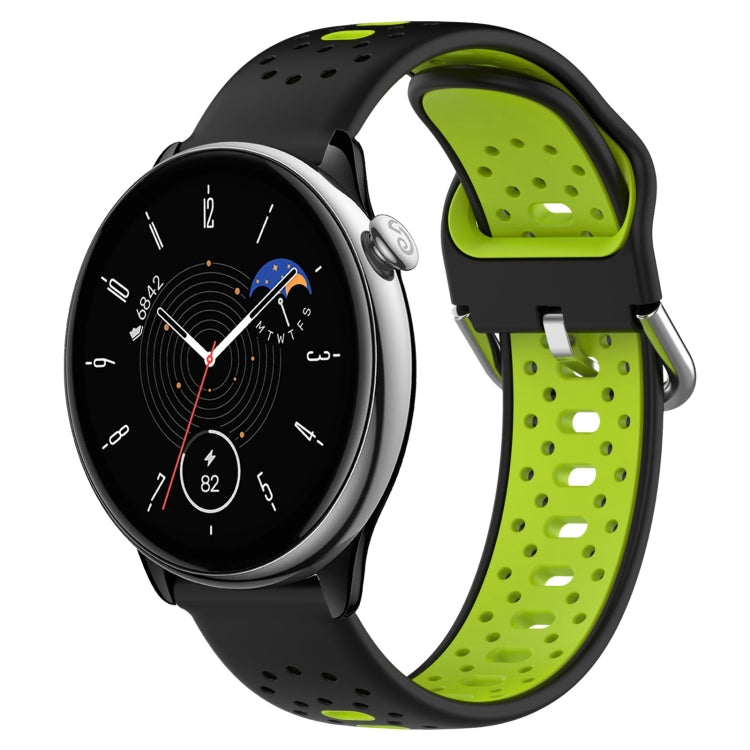 For Amazfit GTR Mini 20mm Breathable Two-Color Silicone Watch Band(Black+Lime Green) - Watch Bands by PMC TechLife | Online Shopping South Africa | PMC TechLife