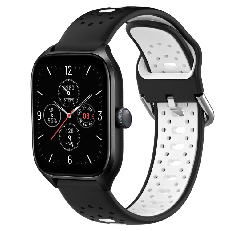 For Amazfit GTS 4 20mm Breathable Two-Color Silicone Watch Band(Black+White) - Watch Bands by PMC TechLife | Online Shopping South Africa | PMC TechLife