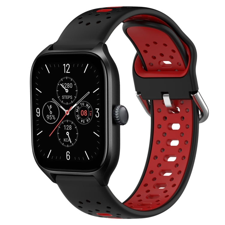 For Amazfit GTS 4 20mm Breathable Two-Color Silicone Watch Band(Black+Red) - Watch Bands by PMC TechLife | Online Shopping South Africa | PMC TechLife