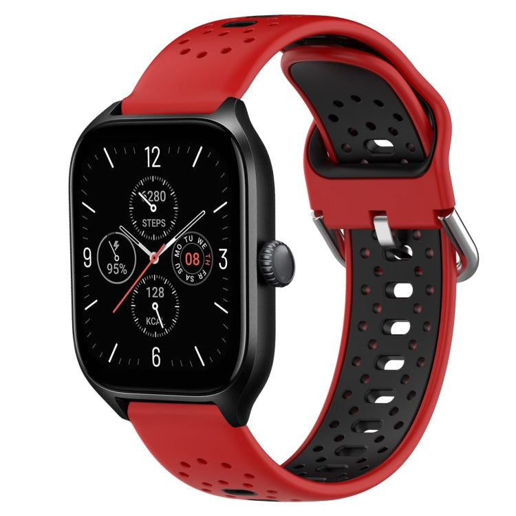 For Amazfit GTS 4 20mm Breathable Two-Color Silicone Watch Band(Red+Black) - Watch Bands by PMC TechLife | Online Shopping South Africa | PMC TechLife