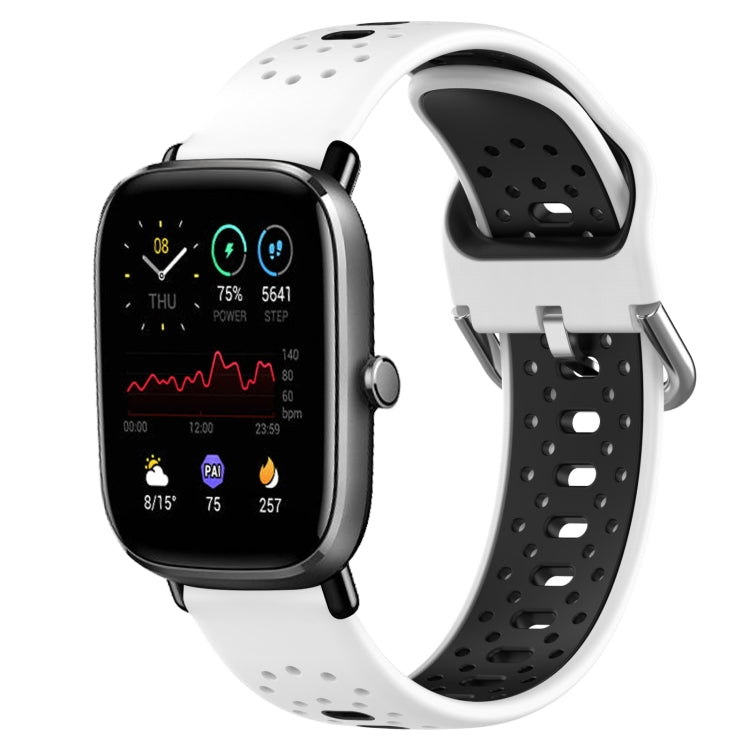 For Amazfit GTS 4 Mini 20mm Breathable Two-Color Silicone Watch Band(White+Black) - Watch Bands by PMC TechLife | Online Shopping South Africa | PMC TechLife