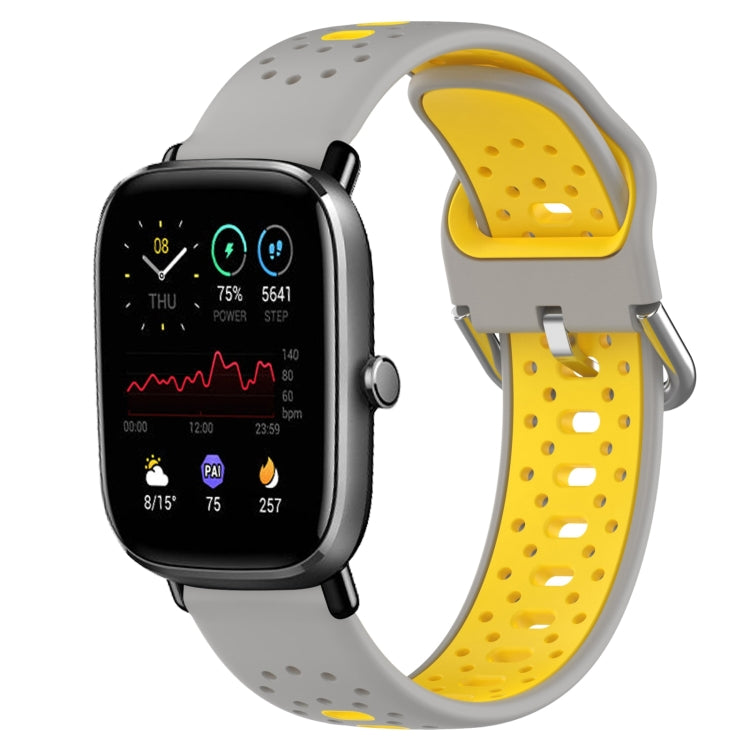 For Amazfit GTS 4 Mini 20mm Breathable Two-Color Silicone Watch Band(Grey+Yellow) - Watch Bands by PMC TechLife | Online Shopping South Africa | PMC TechLife