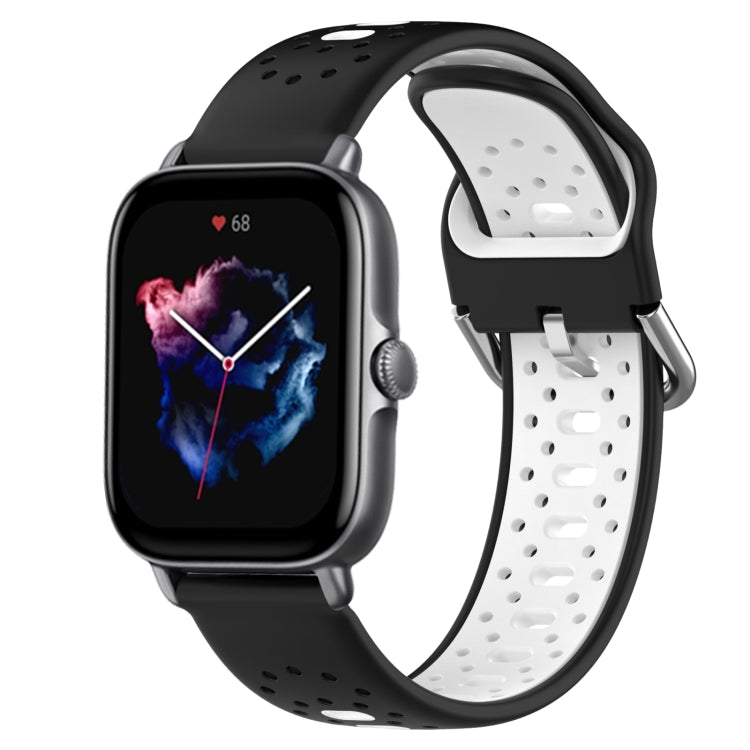 For Amazfit GTS 3 20mm Breathable Two-Color Silicone Watch Band(Black+White) - Watch Bands by PMC TechLife | Online Shopping South Africa | PMC TechLife