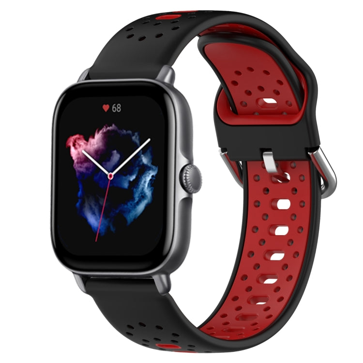 For Amazfit GTS 3 20mm Breathable Two-Color Silicone Watch Band(Black+Red) - Watch Bands by PMC TechLife | Online Shopping South Africa | PMC TechLife