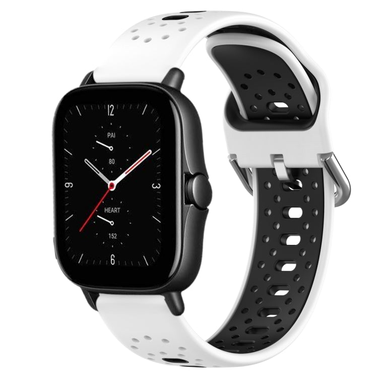 For Amazfit GTS 2E 20mm Breathable Two-Color Silicone Watch Band(White+Black) - Watch Bands by PMC TechLife | Online Shopping South Africa | PMC TechLife