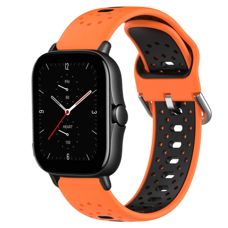 For Amazfit GTS 2E 20mm Breathable Two-Color Silicone Watch Band(Orange+Black) - Watch Bands by PMC TechLife | Online Shopping South Africa | PMC TechLife