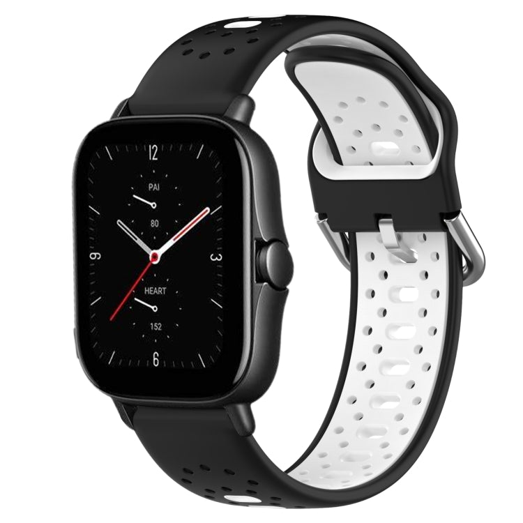 For Amazfit GTS 2E 20mm Breathable Two-Color Silicone Watch Band(Black+White) - Watch Bands by PMC TechLife | Online Shopping South Africa | PMC TechLife