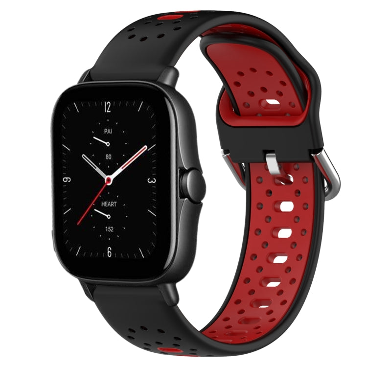 For Amazfit GTS 2E 20mm Breathable Two-Color Silicone Watch Band(Black+Red) - Watch Bands by PMC TechLife | Online Shopping South Africa | PMC TechLife