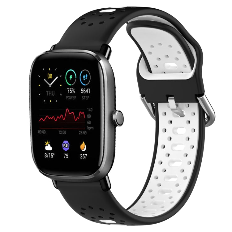 For Amazfit GTS 2 Mini 20mm Breathable Two-Color Silicone Watch Band(Black+White) - Watch Bands by PMC TechLife | Online Shopping South Africa | PMC TechLife