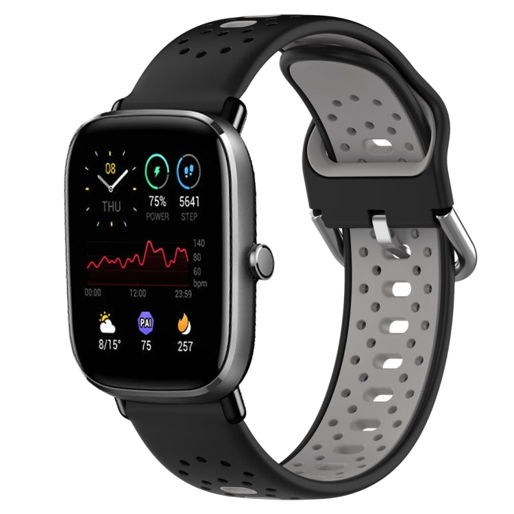 For Amazfit GTS 2 Mini 20mm Breathable Two-Color Silicone Watch Band(Black+Grey) -  by PMC TechLife | Online Shopping South Africa | PMC TechLife