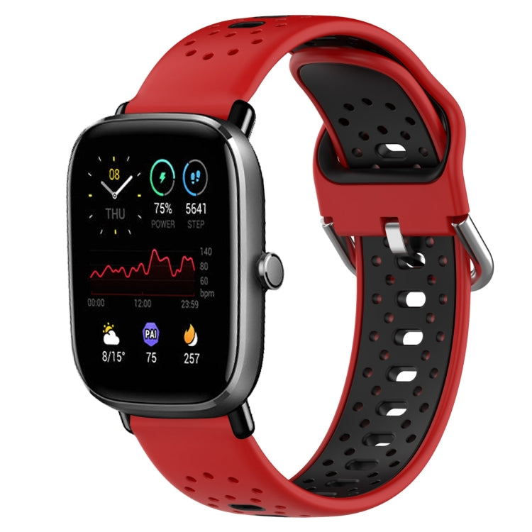 For Amazfit GTS 2 Mini 20mm Breathable Two-Color Silicone Watch Band(Red+Black) - Watch Bands by PMC TechLife | Online Shopping South Africa | PMC TechLife