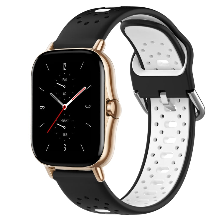 For Amazfit GTS 2 20mm Breathable Two-Color Silicone Watch Band(Black+White) - Watch Bands by PMC TechLife | Online Shopping South Africa | PMC TechLife