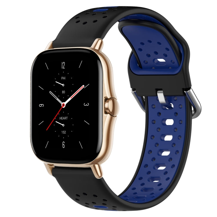 For Amazfit GTS 2 20mm Breathable Two-Color Silicone Watch Band(Black+Blue) -  by PMC TechLife | Online Shopping South Africa | PMC TechLife