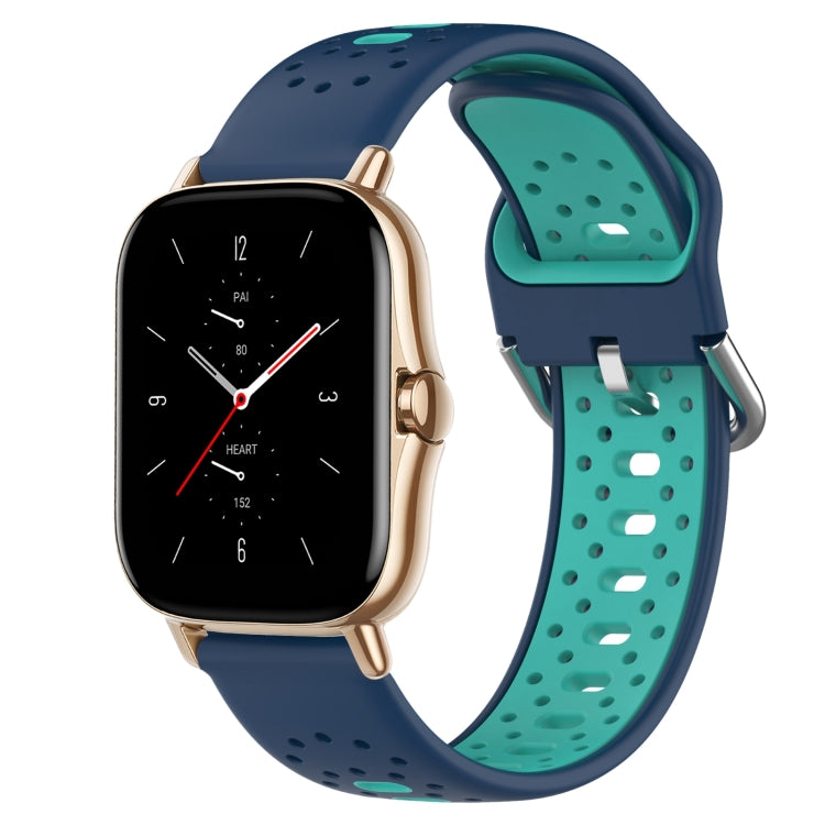 For Amazfit GTS 2 20mm Breathable Two-Color Silicone Watch Band(Blue+Water Duck) - Watch Bands by PMC TechLife | Online Shopping South Africa | PMC TechLife