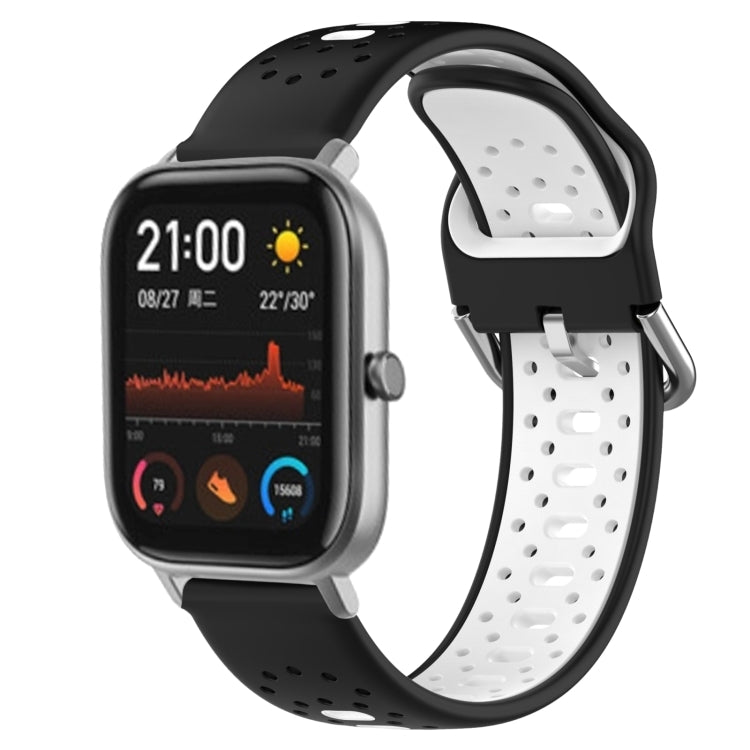 For Amazfit GTS 20mm Breathable Two-Color Silicone Watch Band(Black+White) - Watch Bands by PMC TechLife | Online Shopping South Africa | PMC TechLife